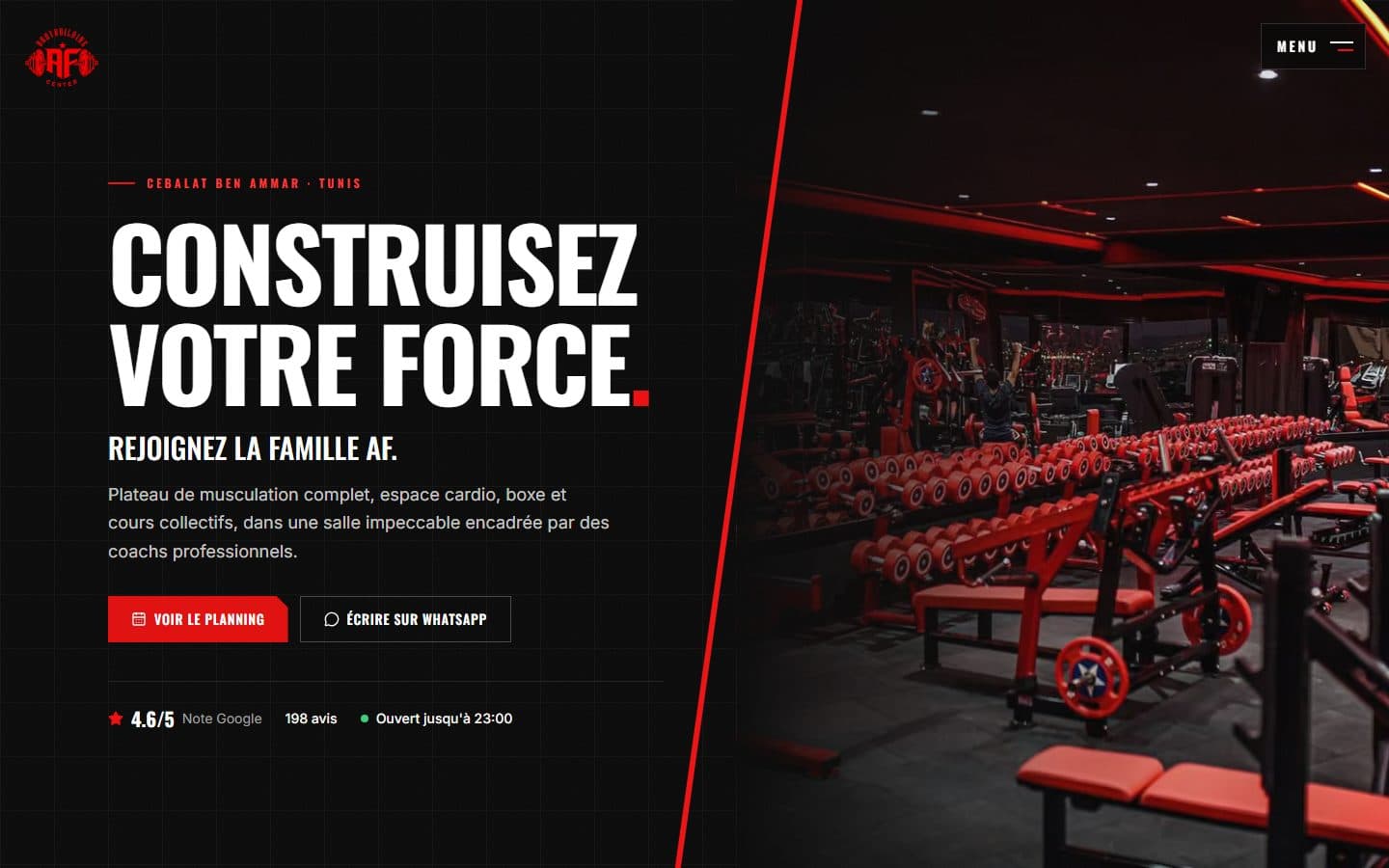 AF Bodybuilding Center homepage on desktop