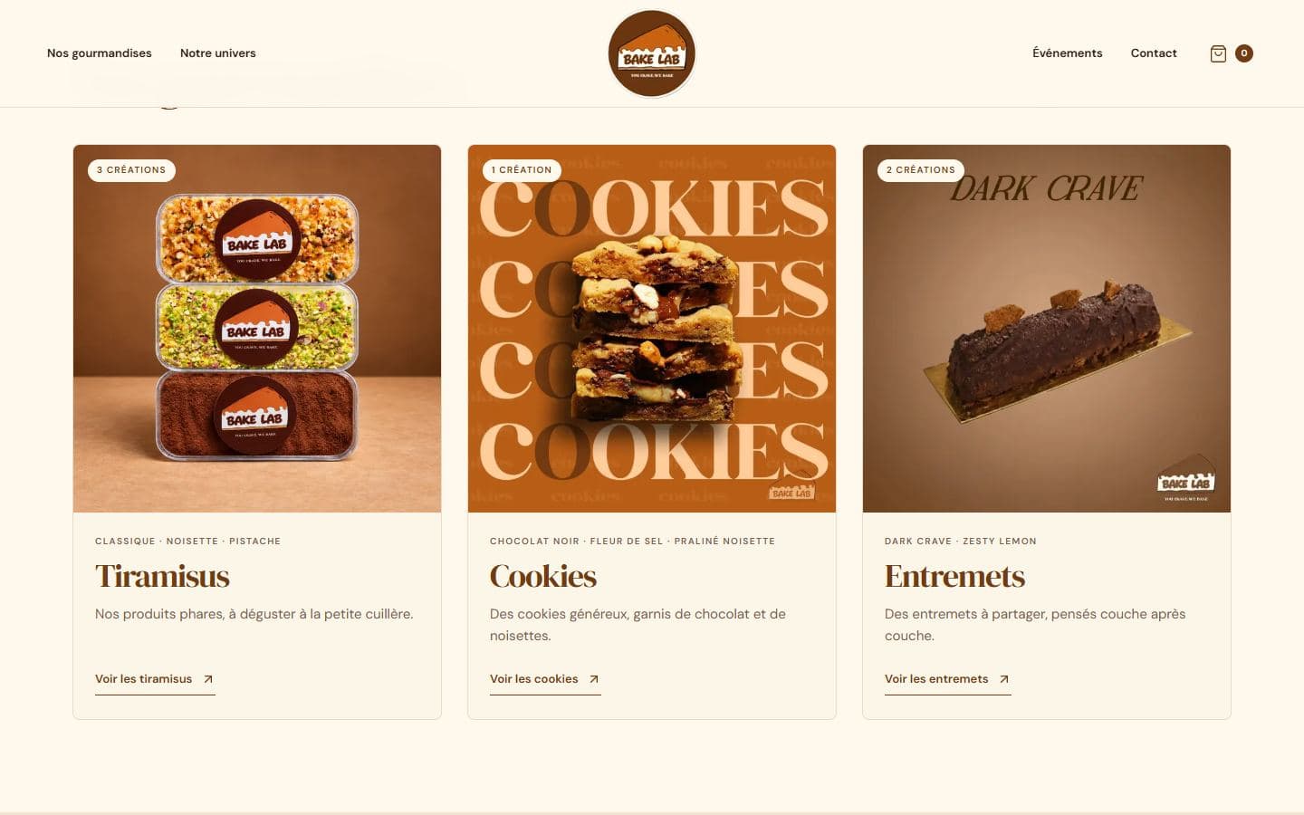 A section of the BakeLab v1 website