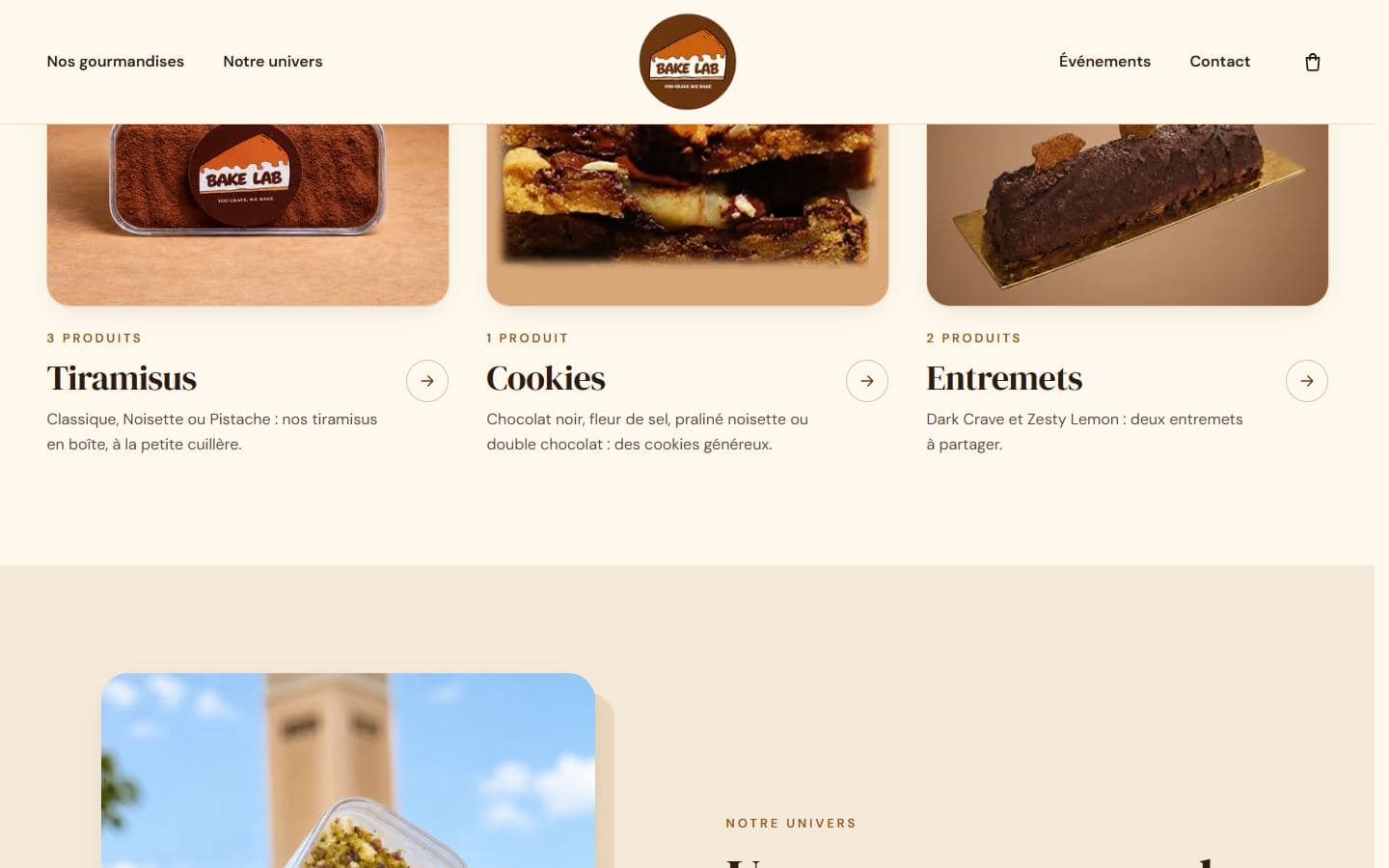 A section of the BakeLab v2 website