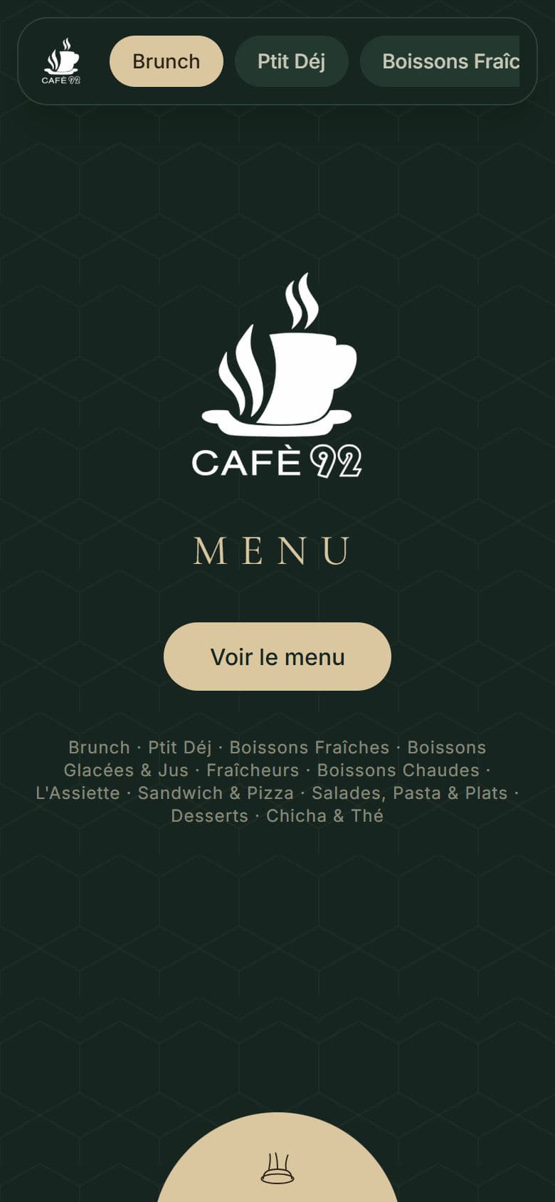 Café 92 on mobile