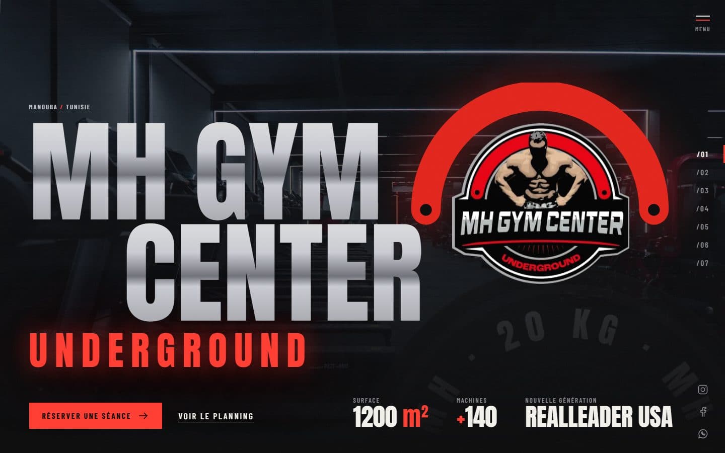 MH Gym Center homepage on desktop