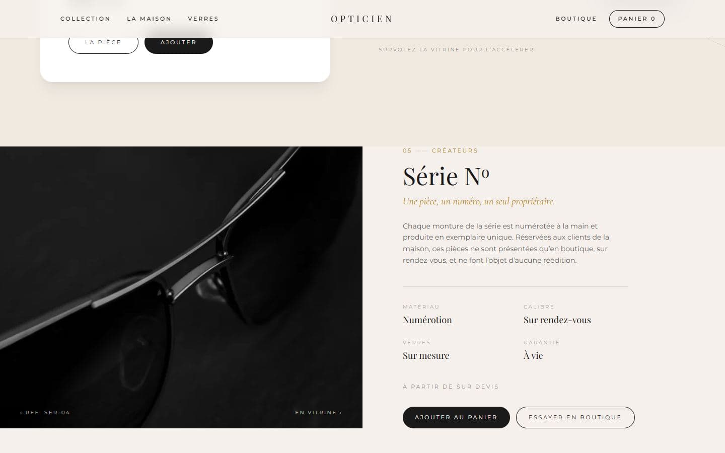 A section of the Opticien website