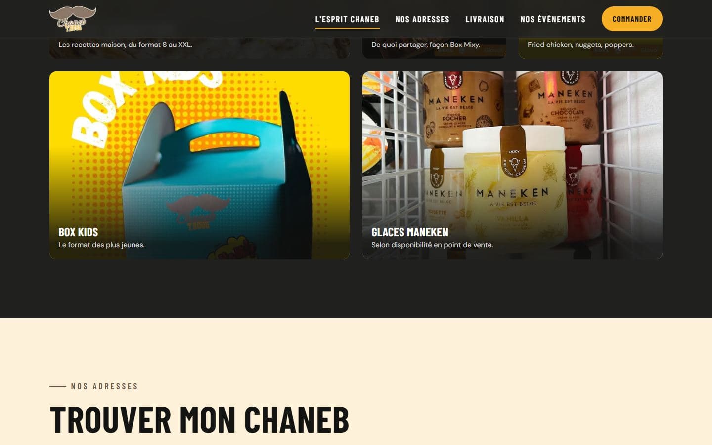 A section of the Tacos Chaneb website