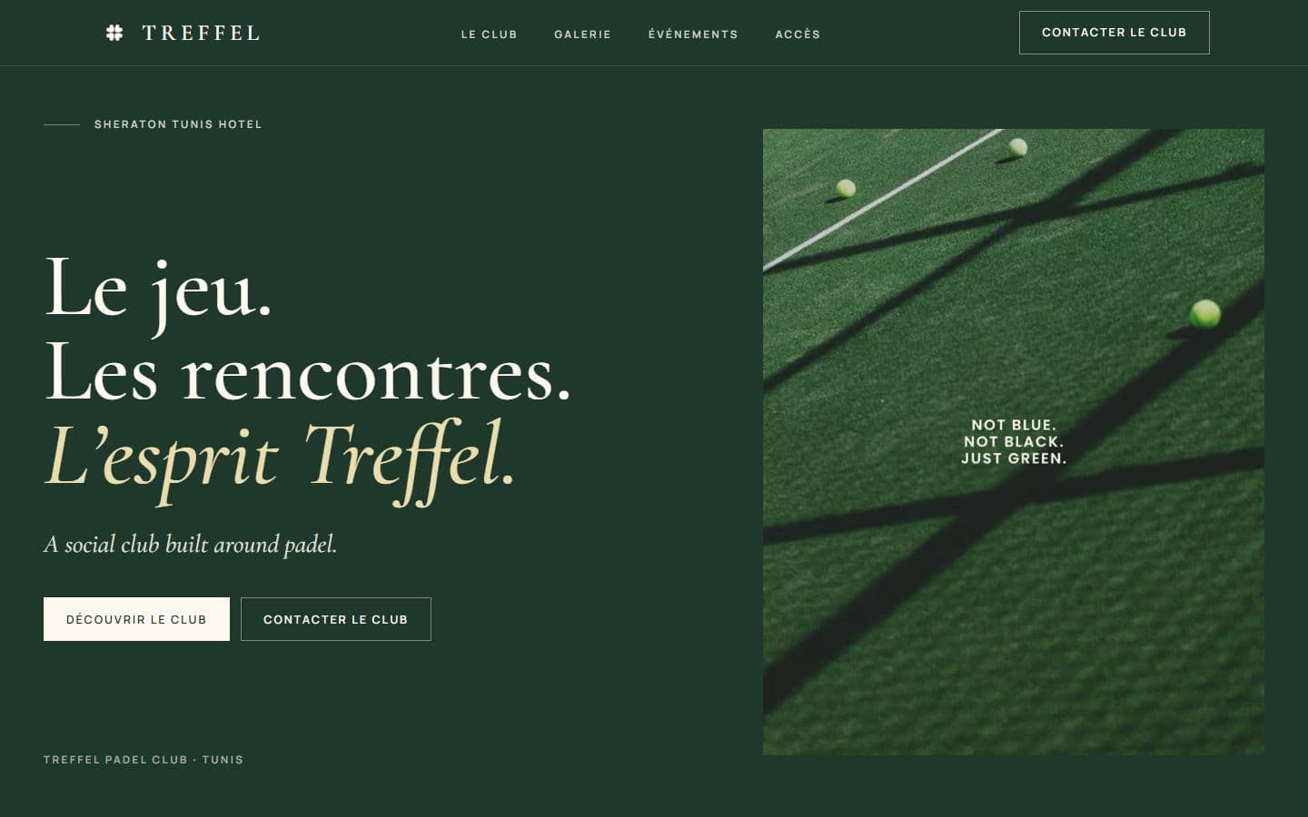 Treffel Padel Club website screenshot