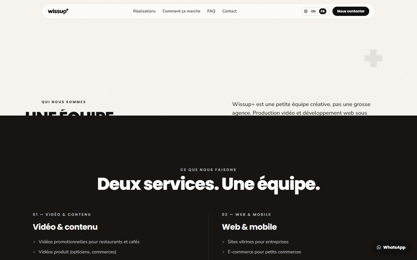 A section of the Wissup+ website